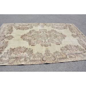 Tapis turc vintage de grande surface 6 'X 9' Beige Marron Style classique abstrait Patchwork Rectangle Couloir Laine Latex Tapis de chambre - Product Image 3