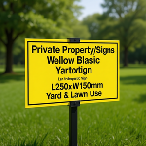 Private Property/<b>No</b> <b>Trespassing</b> Yellow Black Plastic <b>Sign</b> L250xW150mm for Yard & Lawn Use - Product Image 3