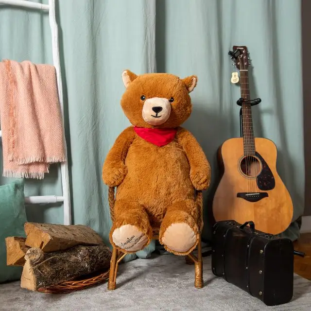 Riesenbrauner Teddybär - Jazzly der Grizzly 100 cm - Made in France - Großer riesiger Teddybär für Kinder - Spielzeuggeschenke