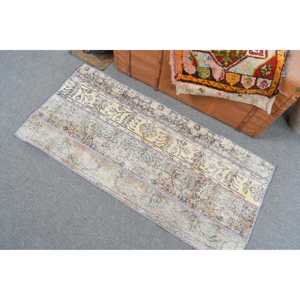 Tapis turc vintage 2,1 x 4,4 pieds, petit tapis, tapis rayé marron - Product Image 4