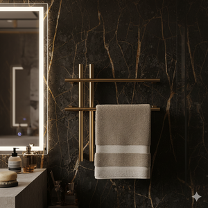 Chauffe-serviettes électrique mural de luxe en acier inoxydable doré à séchage rapide étanche moderne - Product Image 4