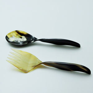 Vajilla de cuerno de buey pulida natural Cubiertos de cuerno de búfalo natural-Cucharas pequeñas y tenedores Hecho EN LA India Servidor de ensalada Buffalo - Product Image 2