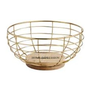 Factory Direct Supply High Grade Gold Plated Heavy Duty Metal Wire Made Cutsomization Available Fruits and <b>Bread</b> <b>Basket</b> Supplies - Product Image 3
