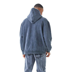 Confortable hommes 100% coton lavage à l'acide sweats à capuche automne hiver Premium crochet solide motif ODM approvisionnement - Product Image 3