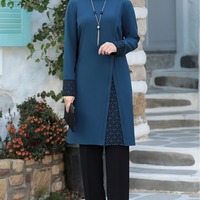 Ensemble Abaya de Mode Musulmane Modeste 2 Pièces Haut et Pantalon Dubaï Turquie Vêtements Islamiques d'Automne