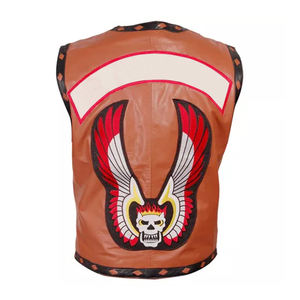 Top Trending Products Moda Nuevo modelo Chaleco de cuero de color personalizado Diseño personalizado Logotipo Chaleco bordado de cuero - Product Image 2