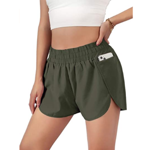 Mallas de yoga para mujer de cintura alta hechas a medida con logotipo Spandex/pantalones cortos de nailon en tallas a granel patrón sólido pantalones cortos de entrenamiento de cintura media - Product Image 1