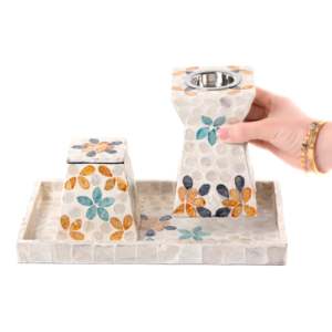 Charming Incense Burner Set With Mother Of Pearl <b>Box</b> Handmade Colorful Floral Burner Holder Thoughtful <b>Ramadan</b> Burner <b>Gift</b> Idea - Product Image 4