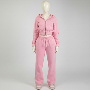 Conjunto Deportivo Informal de Invierno para Mujer, Sexy, Vintage, Talla Grande, Transpirable, de Tela, con Sudadera Corta con Cremallera y Capucha de Felpa Francesa, 2 Piezas - Product Image 2