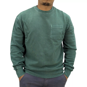 2024 automne hiver hommes 100% coton pull sweat O cou respirant Style décontracté coupe régulière solide poche avant à capuche - Product Image 1