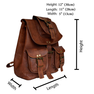 Sac fourre-tout vintage moderne en cuir véritable marron, fait à la main, portable, léger, sac à dos pour la randonnée et les voyages - Product Image 5