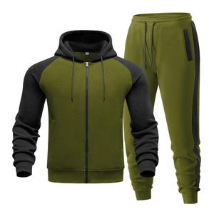 Wholesale 2-Piece Athletic Tracksuit for Men <b>Zip</b>-Up <b>Hoodie</b> Heavyweight Jogging Pants <b>Pockets</b> Casual Sportswear Set Printed - Product Image 1