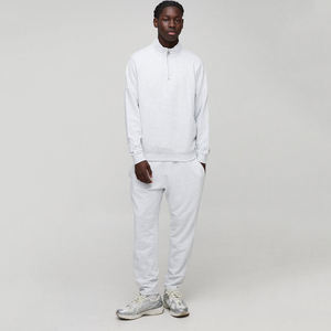 Ensemble de survêtement pour homme bleu marine avec sweat-shirt demi-zip et pantalon de jogging assorti, vêtements en gros OEM ODM - Product Image 4