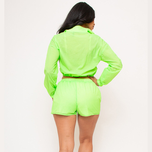 Women's Custom Logo Breathable Polyester Fabric Windbreaker Shorts Set Plus Size Autumn Terzo Sports Windbreaker Summer Shorts - Product Image 6