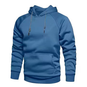 Sweat à capuche lourd pour homme, bleu, 100 % coton, impression numérique, coupe-vent, avec poche, logo personnalisé, écologique, imperméable - Product Image 1