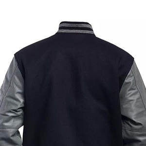 Veste universitaire en toile d'hiver unisexe noire et grise à capuche, doublure matelassée en coton - Product Image 6