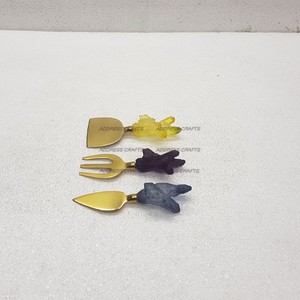 Juego de cubiertos de acero inoxidable chapado en oro nuevo con MANGO de impresión de madera y esmalte fiesta de cumpleaños fiesta de boda Oficina usada - Product Image 5