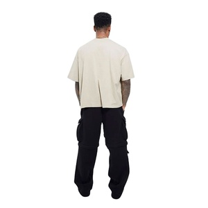 Longline OEM Streetwear Clothes <b>Down</b> Shoulder Men's Wear T-Shirt Fashionable Plain Blank Oversize Baggy Breathable Plus Size - Product Image 5