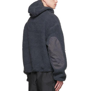 Sweat à capuche en polaire Sherpa à fermeture éclair OEM pour hommes, manches longues, coudes, poche avant, sweat à capuche en polaire personnalisé - Product Image 3