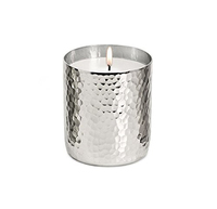 Bougie artisanale au design moderne et artistique, en pot métallique noir, avec couvercle doré, tailles personnalisées, pour décoration de Pâques et de la maison.