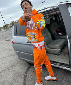 Wholesale Custom Printed 100% Cotton <b>Oversized</b> Sweatsuit <b>Jogger</b> Suit 2 Pcs Sweatpants and Hoodie Set Plus Size Men Tracksuit - Product Image 4