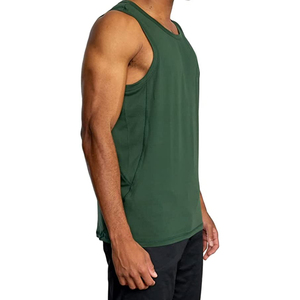 Débardeur sans manches vert uni pour homme, col rond, respirant, coupe décontractée, tricoté en polyester, vêtement de sport - Product Image 5