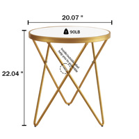 Table à manger ronde en verre avec cadre en métal doré de style moderne du milieu du siècle KirKasa pour hôtel, café, salon, salle à manger