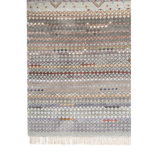 Tapis en laine et soie de bambou noué à la main à motif géométrique bleu Freedom Manchaha pour la décoration de la maison et du salon - Les-8359 - Product Image 4