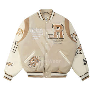 Customized Full Chenille <b>Patches</b> Embroidery College Varsity <b>Jacket</b> Most Selling Long Sleeve Loose Fit Baseball Outwear Coat - Product Image 5