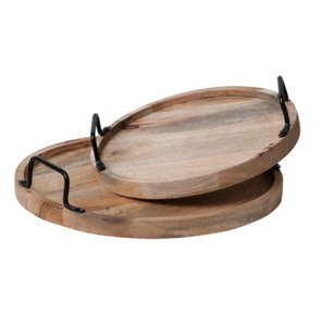 Bandeja de madera para servir con asas de metal Fiestas DE BODA Bandeja para servir café Fabricación Excelente calidad - Product Image 4