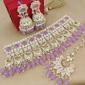 Gargantilla Kundan tradicional india de alta calidad con pendientes Jhumki y Maang Tikka Ideal para bodas, ocasiones especiales - Product Image 6