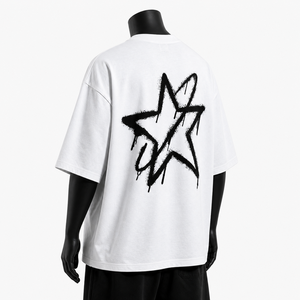 Custom Oversized White <b>Flame</b> Print T <b>Shirt</b> Men Heavyweight Cotton Streetwear Graphic Loose Fit Drop Shoulder Casual Fashion Tee - Product Image 5