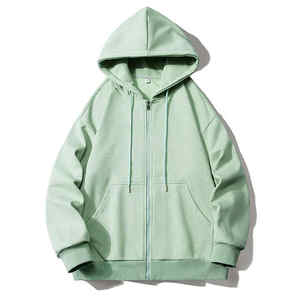 Sudadera con capucha y cremallera para hombre de alta calidad 100% algodón de gran tamaño ropa de calle de peso pesado de punto con cremallera en blanco de longitud corta - Product Image 4