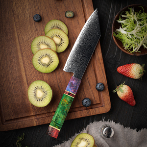 Venta al por mayor personalizado de alta calidad OEM ODM servicio cuchillo Damasco acero estilo japonés cocina corte Chef cuchillo con mango de madera - Product Image 5
