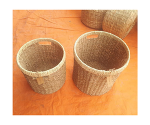 Panier de rangement en jacinthe d'eau de forme ronde écologique Panier de rangement tissé à la main avec couvercle - Product Image 2