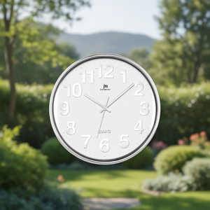 Silent Quartz Metal Wall <b>Clock</b> 8 Inch White Art Design <b>Battery</b> Powered - Product Image 3