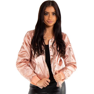 Blouson bomber matelassé de haute qualité pour femmes, 100% polyester, garnissage en coton, tissu satiné, lin, nylon, manteau d'hiver, style Letterman - Product Image 3