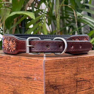 2025 tendance concepteur usiné à la main en cuir perlé réglable rembourré en cuir de vachette véritable robuste collier de chien accessoires pour animaux de compagnie - Product Image 5