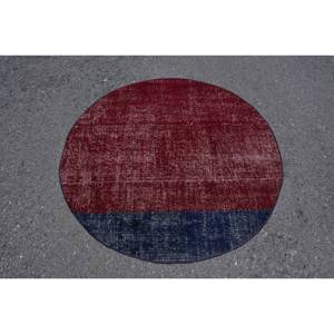 Modern Chic Vintage Turkish Wool <b>Rug</b> 4x4ft Red Black Large Area <b>Boho</b> Style Patchwork Rectangle 10mm Latex for Hallway Decor - Product Image 1