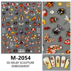 Autocollants pour ongles d'été 3D Coquillages Coccinelles Motifs floraux Finition Premium - Product Image 2