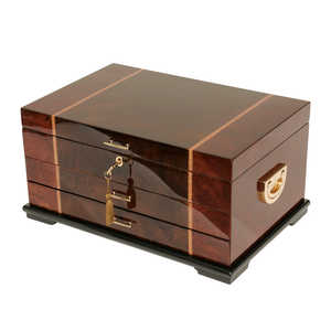 Joyero Rústico de Madera con Incrustaciones de Nogal Oscuro y Detalles Enrollados - Product Image 2