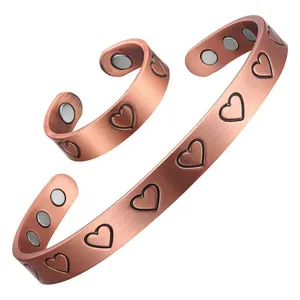 Women heart shape bracelet Jewelry Health Copper Magnet Therapy Magnetic Bangles Bracelet