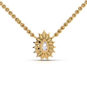 Collier pendentif halo en or jaune, blanc et rose 18 carats avec diamant de laboratoire de forme poire pour femme |   Bijoux fins, cadeau de mariage - Product Image 2