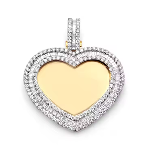 Collier pendentif cœur en or 14 carats moissanite diamant Design Bijoux pour femmes Pendentif chaîne en plaqué or 18 - Product Image 1