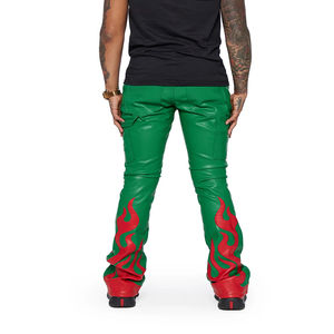 Pantalon en cuir de vache pour hommes de haute qualité respirant Style décontracté tissu doux haut de gamme taille haute Design personnalisable plaine droite - Product Image 4