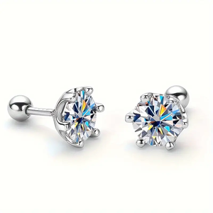 Boucles d'oreilles clous en moissanite radiante 1-4 carats, bijoux ronds éblouissants pour femmes - Product Image 2