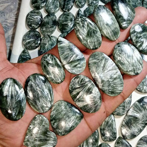 AAA + เกรดธรรมชาติ seraphinite cabochons แบบรัสเซีย seraphinite กำหนดขนาดอัญมณีคริสตัลหลวมสำหรับทำเครื่องประดับ - Product Image 1