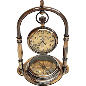 Horloges de table en métal rétro modernes du milieu du siècle à la mode toutes saisons avec réveil Offre Spéciale Luminova - Product Image 2