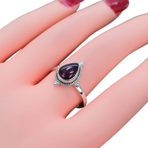 แหวนเงินสเตอร์ลิงประดับอัญมณีโกเมนชุบโรเดียมเครื่องประดับสำหรับงานแต่งงานทำด้วยมือ925เป็นของขวัญสำหรับผู้หญิงและเด็กผู้หญิง - Product Image 1