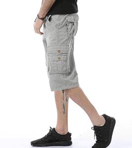 กางเกงขาสั้นคาร์โก้ผู้ชายแนวสตรีทผ้าสัมผัสนุ่มทนทานมีสไตล์แบบทึบมีกระเป๋าหลายใบออกแบบมาสำหรับฉลากส่วนตัว - Product Image 4